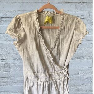 Charlotte Russe Cream Ruffle Wrap Blouse